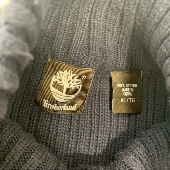 Timberland Heavy Chunky Sweater Men XL  Blue 100% Cotton Rib Thick Knit 3 Button - Picture 7 of 10